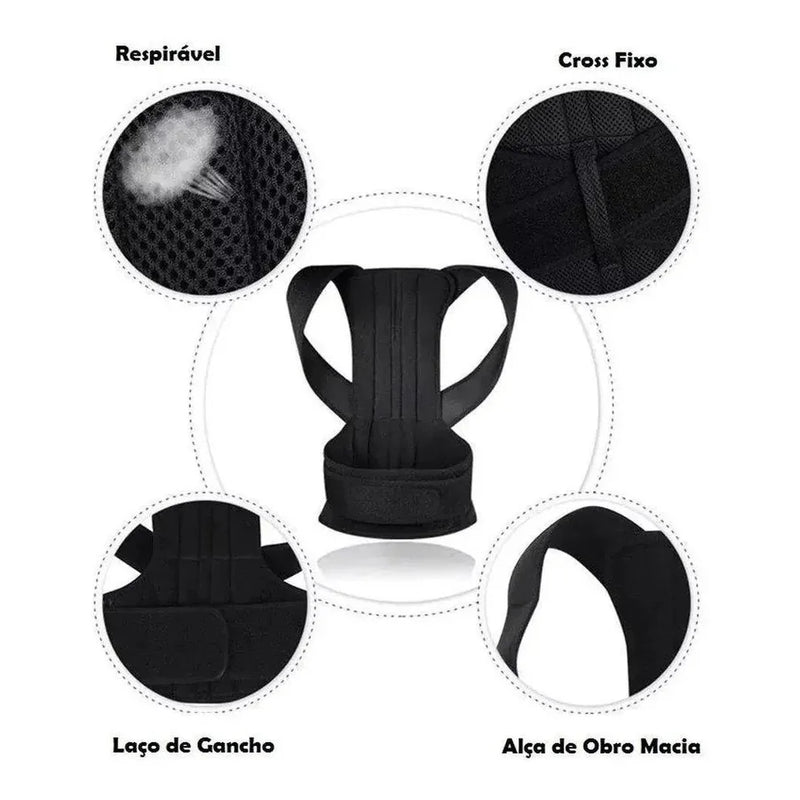 Corretor de Postura Ajustável – Alívio de Dores nas Costas e Ombros