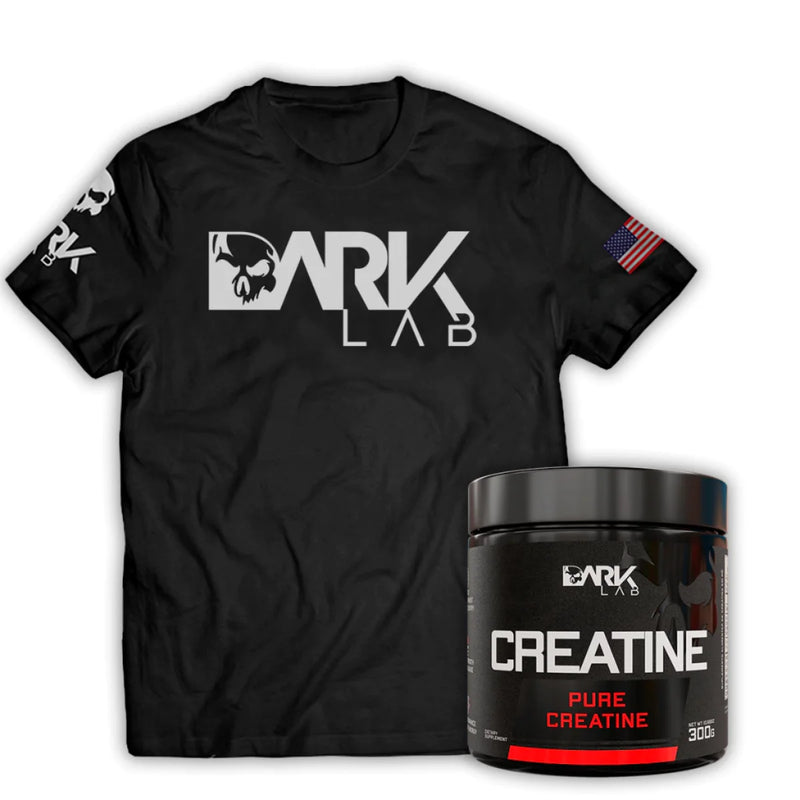 Creatina Monohidratada Pura 300g + Camiseta Dry Fit Dark Lab – Performance, Força e Estilo em um Só Kit