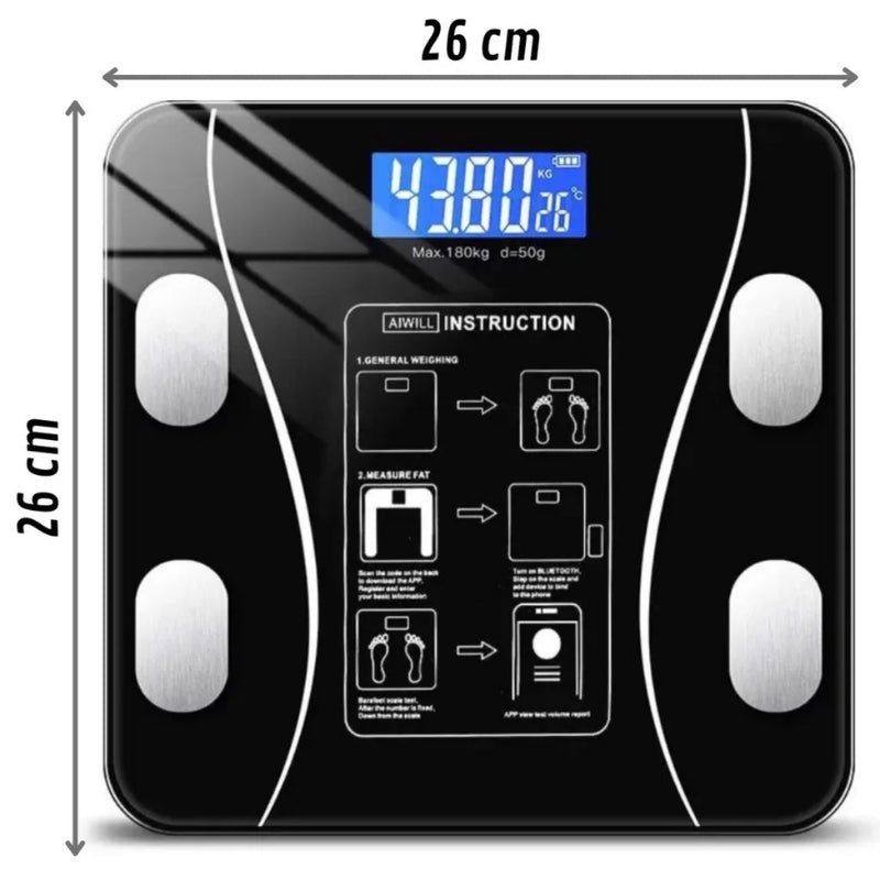 Balança Digital de Vidro Temperado com Monitoramento Corporal Completo