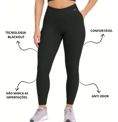 Legging Feminina Fitness Suplex Blackout: Zero Transparência, Conforto e Segurança