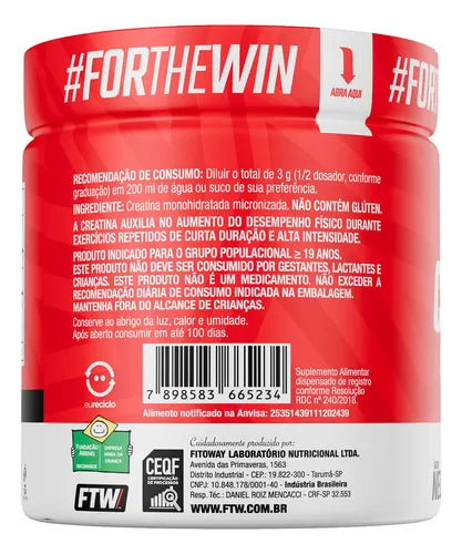 Creatina Monohidratada Pura FTW 300g: Força e Desempenho Muscular Superior