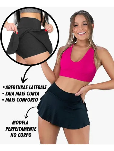 Saia Short Fitness Feminina Legging Modeladora Academia Treino Conforto Estilo