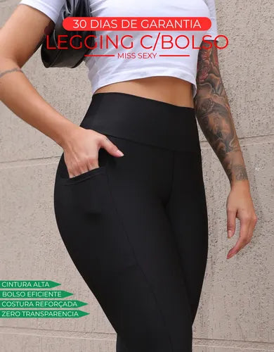 Legging Fitness Ultimate: Bolso Lateral, Zero Transparência, Conforto Excepcional para Treino.