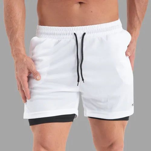 Bermuda Fitness Masculina 2 em 1 Dupla com Bolsos Esportiva Confortável Kaizen