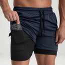 Bermuda Fitness Masculina 2 em 1 Dupla com Bolsos Esportiva Confortável Kaizen