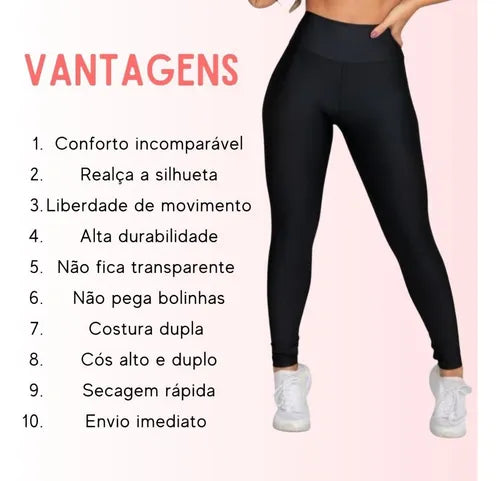 Kit 3 Calças Legging Femininas Grossas Cós Alto Suplex Academia