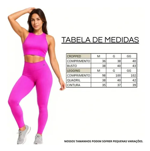 Conjunto Fitness Feminino Blackout: Legging e Cropped Zero Transparência, Modella