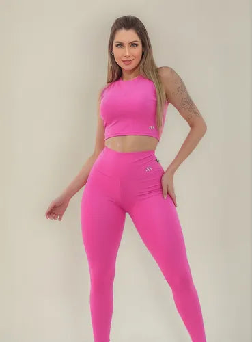 Conjunto Fitness Feminino Blackout: Legging e Cropped Zero Transparência, Modella