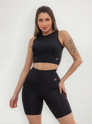 Conjunto Fitness Feminino Premium Bermuda Top Blackout Academia Conforto