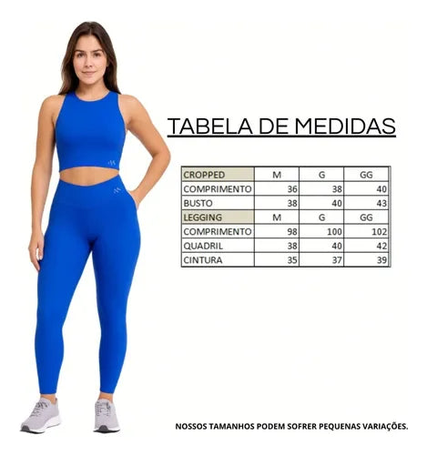 Conjunto Fitness Feminino Blackout: Legging e Cropped Zero Transparência, Modella