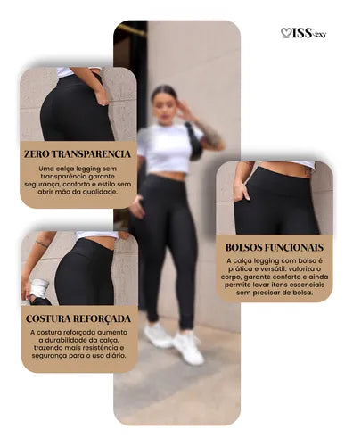 Legging Fitness Ultimate: Bolso Lateral, Zero Transparência, Conforto Excepcional para Treino.