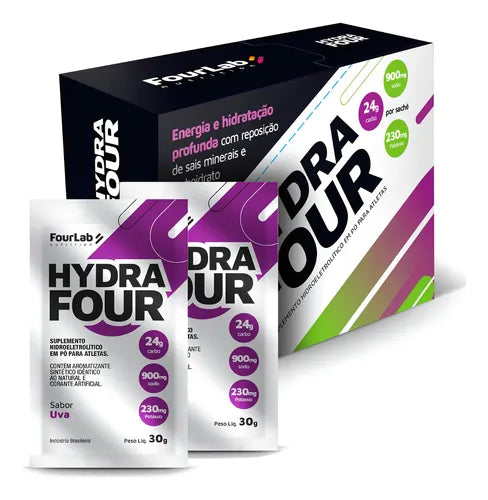 Isotônico Sachê Hydrafour Energia Uva - Kit 15 Unidades 450g Repositor Eletrolítico