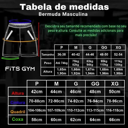 Bermuda Masculina Premium Poliamida: Conforto e Flexibilidade para Academia e Fitness