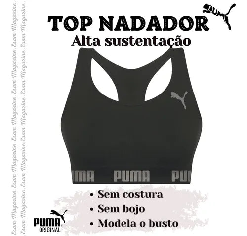 Top Esportivo Puma Original Fitness Nadador Alta Sustentação Conforto Microfibra