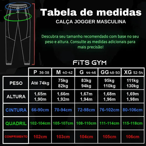 Calça Jogger Masculina Premium Poliamida Bolsos Conforto Proteção UV50+ Flexibilidade Academia Esporte