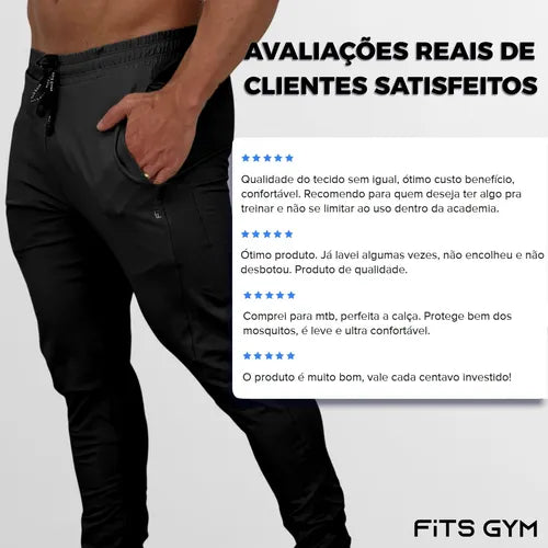 Calça Jogger Masculina Premium Poliamida Bolsos Conforto Proteção UV50+ Flexibilidade Academia Esporte