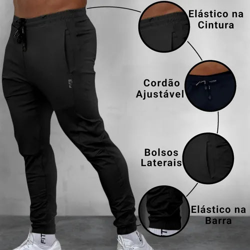Calça Jogger Masculina Premium Poliamida Bolsos Conforto Proteção UV50+ Flexibilidade Academia Esporte