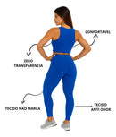 Conjunto Fitness Feminino Blackout: Legging e Cropped Zero Transparência, Modella