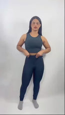 Conjunto Fitness Feminino Blackout: Legging e Cropped Zero Transparência, Modella