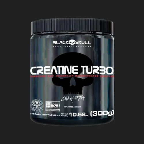 Creatina Turbo Black Skull 300g Sem Sabor: Potência Pura para Treinos Intensos