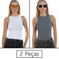 Conjunto Feminino Fitness 2 Peças – Top Regata e Short em Poliamida e Elastano – Alta Elasticidade e Conforto