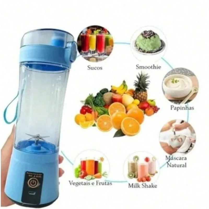 Mini Liquidificador Portátil USB 6 Lâminas – Recarregável, Compacto e Potente