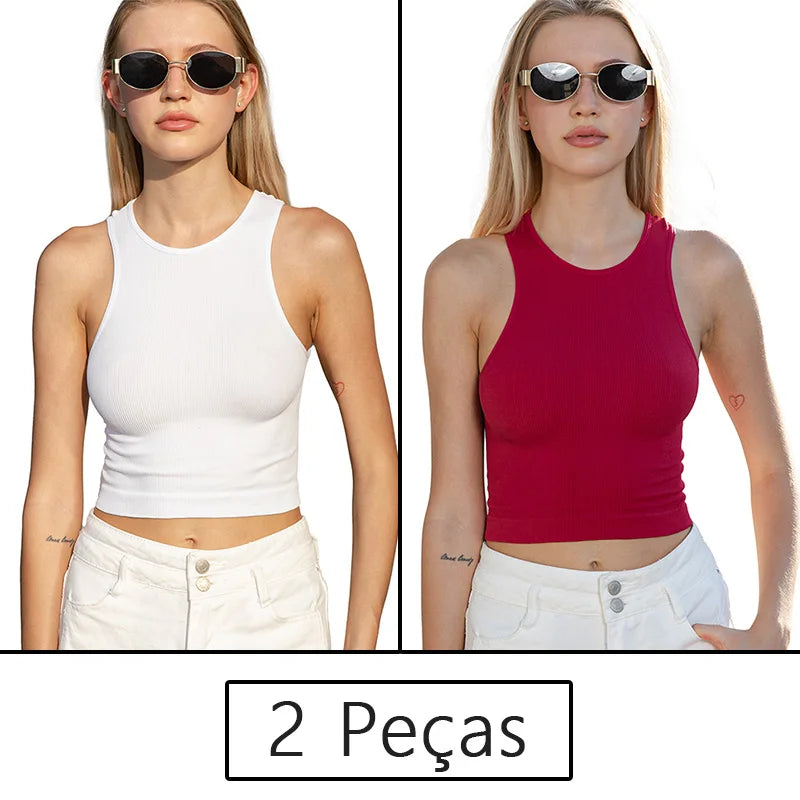 Conjunto Feminino Cropped e Short Fitness em Poliamida e Elastano – Alta Elasticidade e Conforto Premium