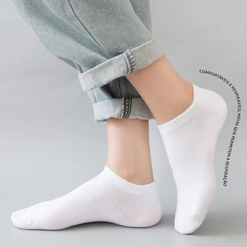 Meias Curtas Masculinas – 12 Pares, Algodão Confortável, Leves e Respiráveis
