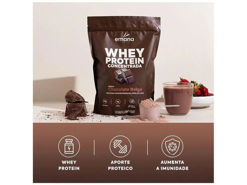 Whey Protein Concentrado Emana – Sabor Chocolate Belga (450g)