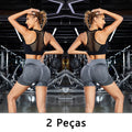 Conjunto de Shorts Feminino Sem Costura – 2 Peças para Yoga