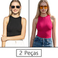 Conjunto Feminino Fitness 2 Peças – Top Regata e Short em Poliamida e Elastano – Alta Elasticidade e Conforto