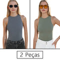 Conjunto Feminino Fitness 2 Peças – Top Regata e Short em Poliamida e Elastano – Alta Elasticidade e Conforto