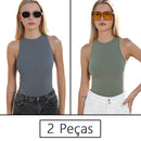 Conjunto Feminino Fitness 2 Peças – Top Regata e Short em Poliamida e Elastano – Alta Elasticidade e Conforto