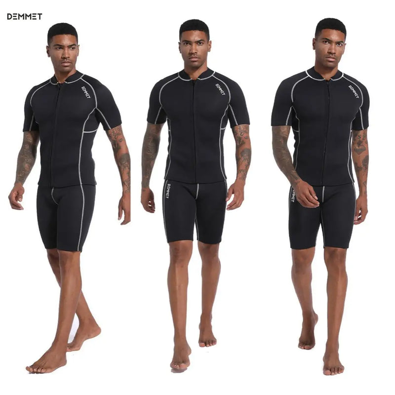Roupa de Mergulho Masculina DEMMET – Neoprene 1.5mm / 3mm – Manga Curta e Shorts Separados