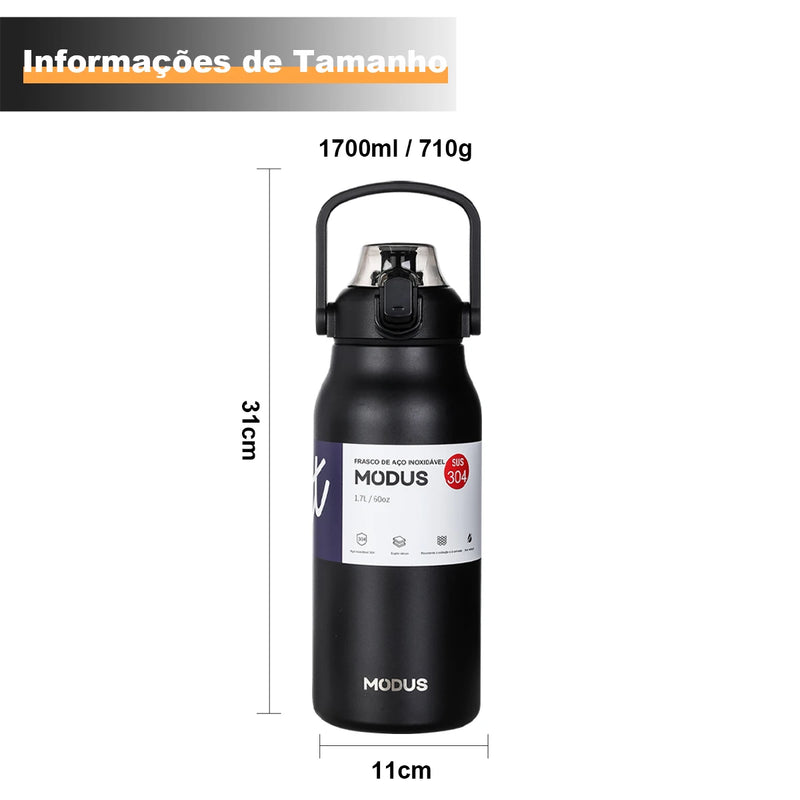 Garrafa Térmica Inox Premium 800ml ou 1700ml – Isolamento a Vácuo 12h e Design com Alça