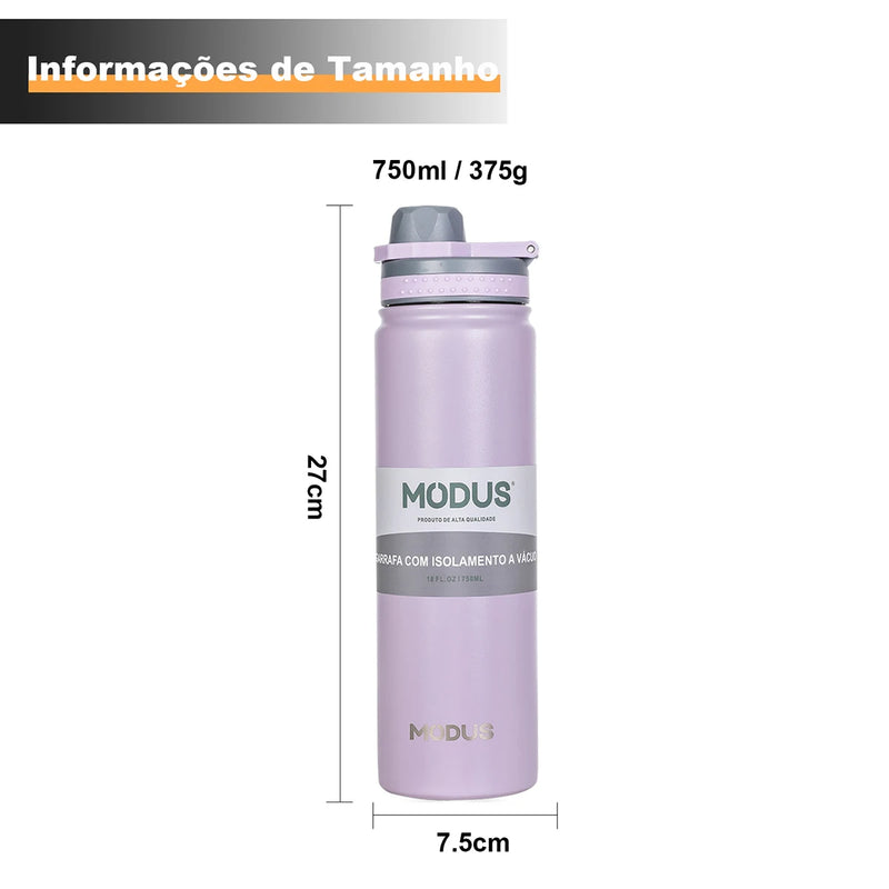 Garrafa Térmica Esportiva Inox 750ml com Canudo – Isolamento 12h e Design Premium