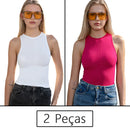 Conjunto Feminino Fitness 2 Peças – Top Regata e Short em Poliamida e Elastano – Alta Elasticidade e Conforto