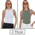 Conjunto Feminino Fitness 2 Peças – Top Regata e Short em Poliamida e Elastano – Alta Elasticidade e Conforto
