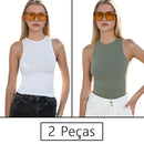Conjunto Feminino Fitness 2 Peças – Top Regata e Short em Poliamida e Elastano – Alta Elasticidade e Conforto