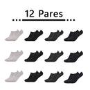 Meias Curtas Masculinas – 12 Pares, Algodão Confortável, Leves e Respiráveis