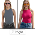 Conjunto Feminino Fitness 2 Peças – Top Regata e Short em Poliamida e Elastano – Alta Elasticidade e Conforto