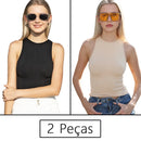 Conjunto Feminino Fitness 2 Peças – Top Regata e Short em Poliamida e Elastano – Alta Elasticidade e Conforto