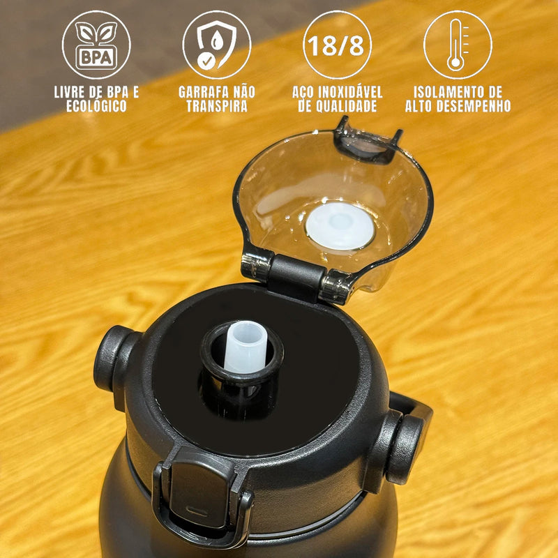 Garrafa Térmica Inox Premium 800ml ou 1700ml – Isolamento a Vácuo 12h e Design com Alça