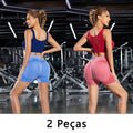 Conjunto de Shorts Feminino Sem Costura – 2 Peças para Yoga
