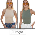 Conjunto Feminino Fitness 2 Peças – Top Regata e Short em Poliamida e Elastano – Alta Elasticidade e Conforto