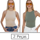 Conjunto Feminino Fitness 2 Peças – Top Regata e Short em Poliamida e Elastano – Alta Elasticidade e Conforto