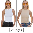 Conjunto Feminino Fitness 2 Peças – Top Regata e Short em Poliamida e Elastano – Alta Elasticidade e Conforto
