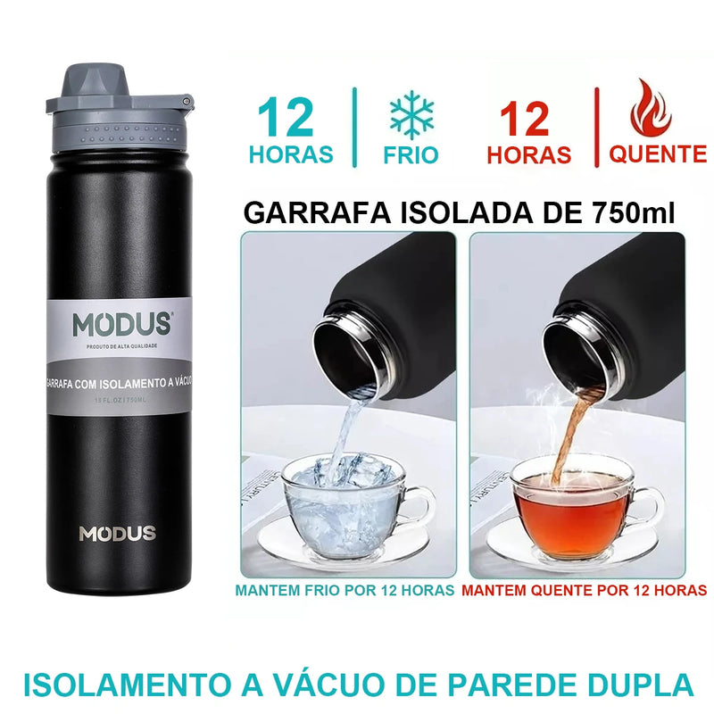Garrafa Térmica Esportiva Inox 750ml com Canudo – Isolamento 12h e Design Premium