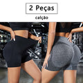 Conjunto de Shorts Feminino Sem Costura – 2 Peças para Yoga