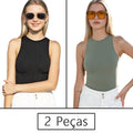Conjunto Feminino Fitness 2 Peças – Top Regata e Short em Poliamida e Elastano – Alta Elasticidade e Conforto